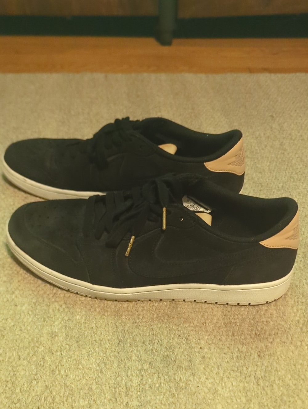 Nike Air Jordan 1 Retro Low 905136-010 Black Vachetta Tan Shoes Sneakers Size 13